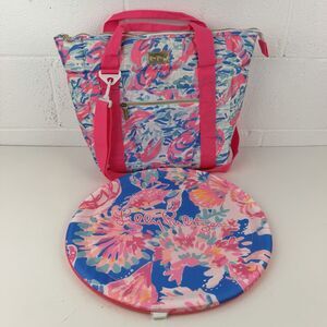 Lilly Pulitzer Picnic Beach Insulated Soft Cooler Bag & Frisbee